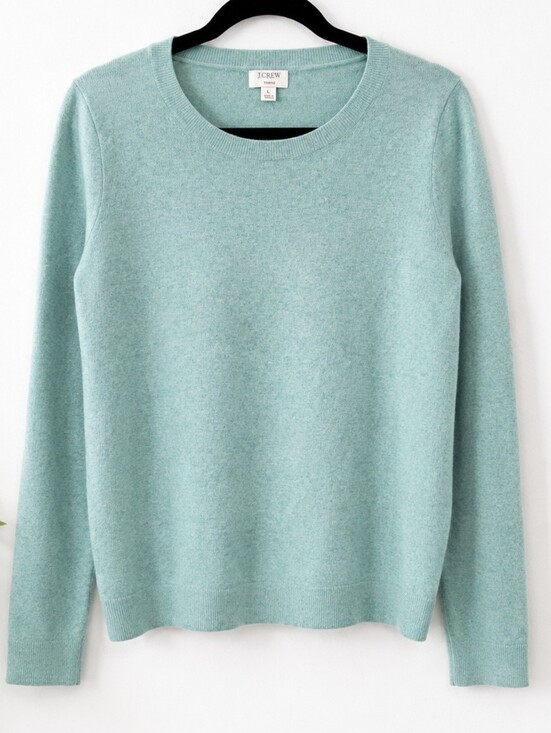 J. Crew Sweaters - J.Crew Teddie Merino Wool Blend Sweater Mint Green Crewneck Size Large